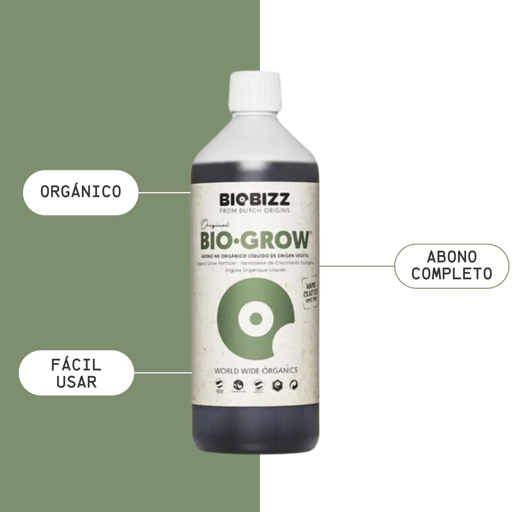 GROWMANIA Engrais bio Bloom et Bio Grow Biobizz 1 l + échantillon Boost Up Nutrients + Verre doseur | Engrais liquide pour plantes et cultures | Stimulation de la croissance