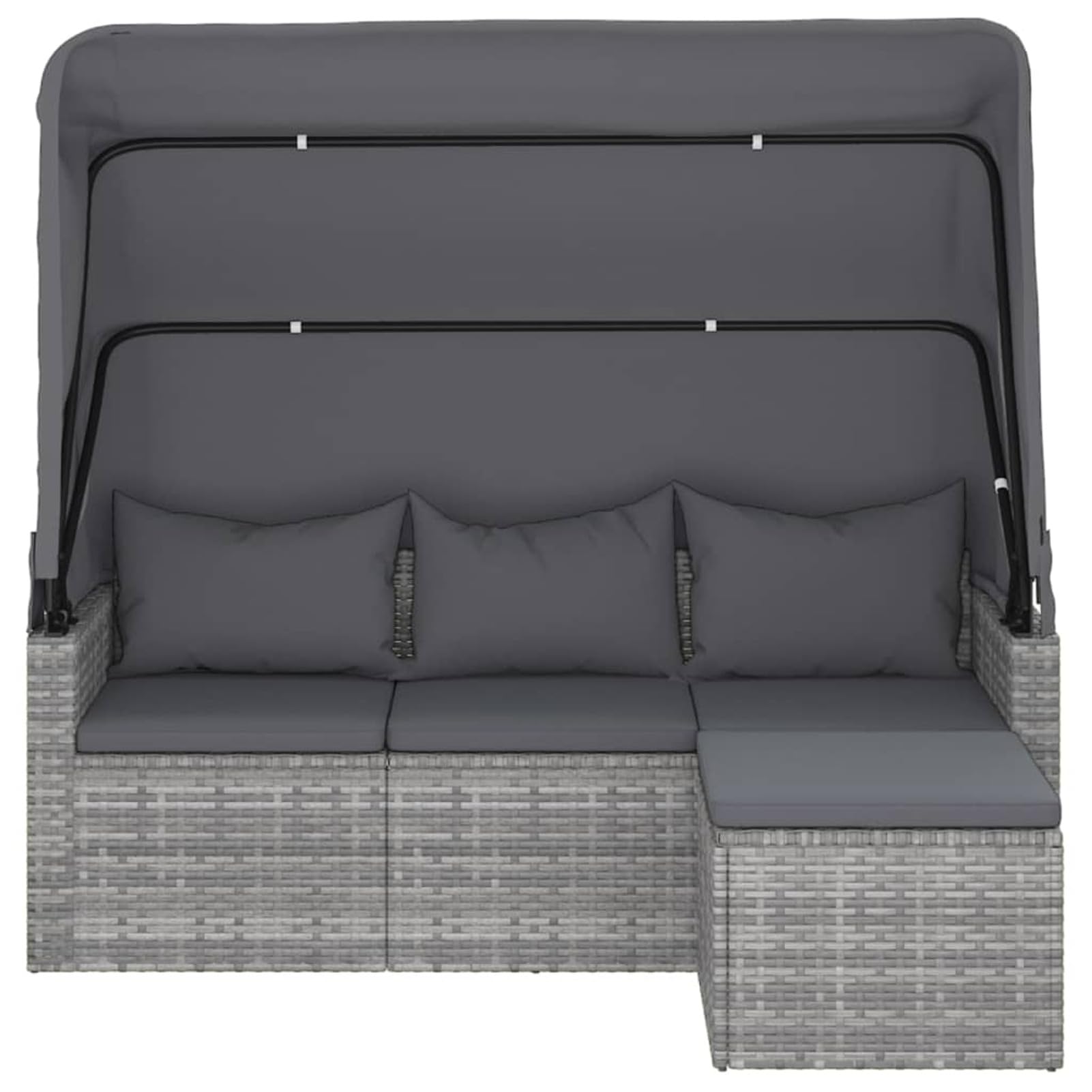 ZEYUAN Divano Giardino 3 Posti Tetto e Poggiapiedi Grigio Polyrattan,Divano da Giardino,Divanetto da Giardino Esterno-362335