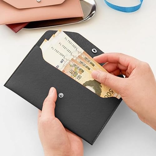 Vista 3 de VANRA Cartera de piel sintética con sobre de efectivo, sobres de dinero para dinero en efectivo, cartera reutilizable para mujeres y hombres, 6.9 x