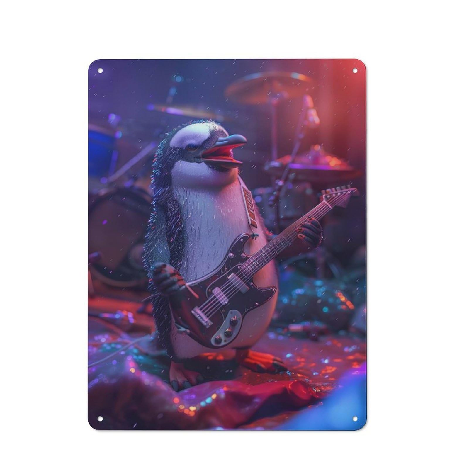 Junmoney Style-23 Penguin Rock Vintage Metal Plaque 40X30cm For Living Room Wall, Suited To Living Room Decor Lovers