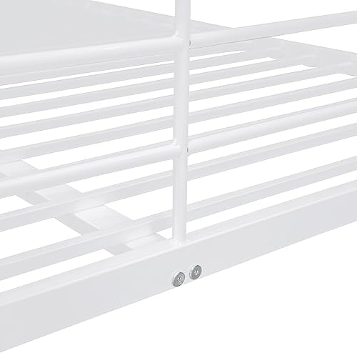 Miniatura 81 de Harper & Bright Designs Litera de metal completo sobre tamaño matrimonial para adultos, marco de cama de metal resistente con escalera y correas de