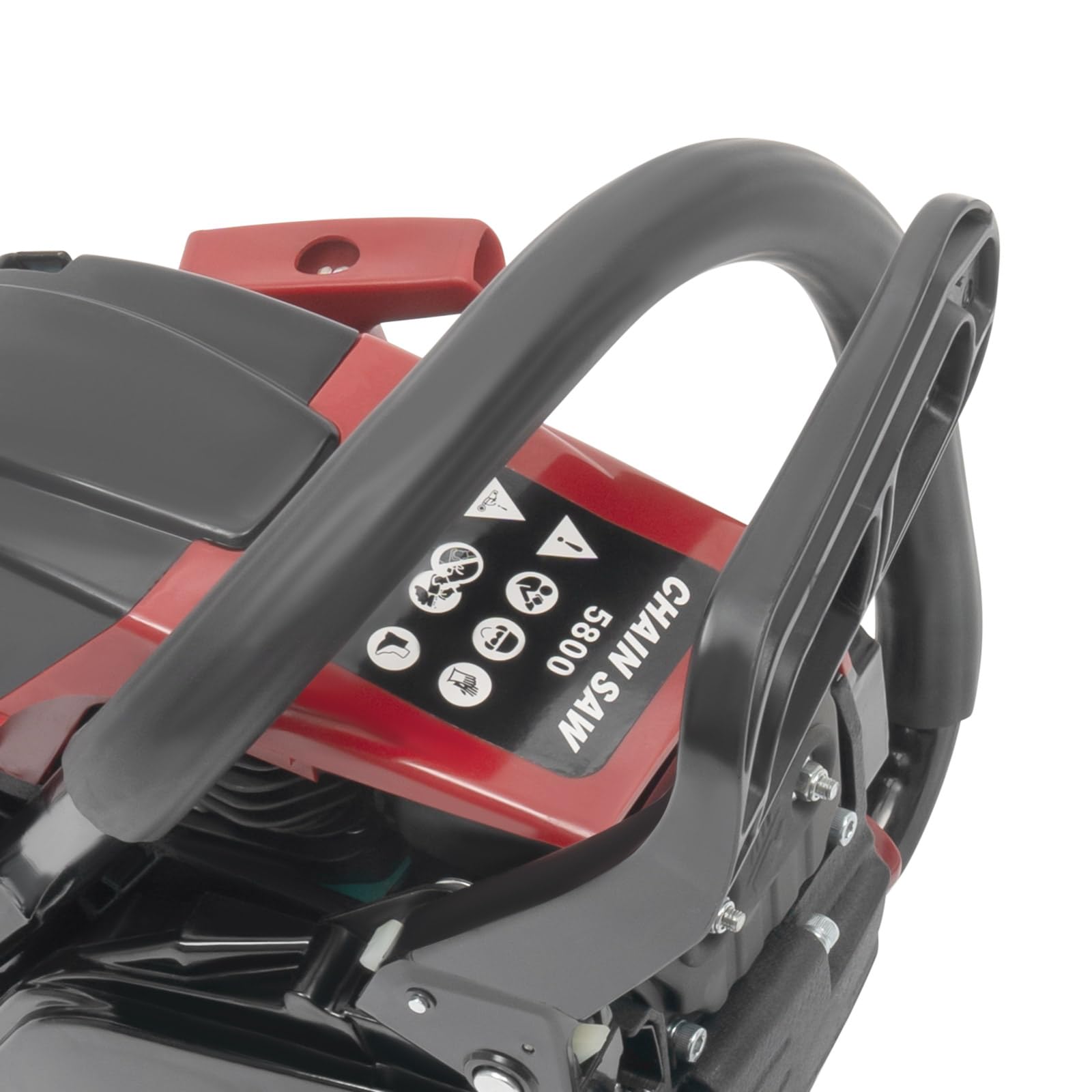 Motosierra profesional de gasolina 58 cc 5800 con riel guía de 20", motor de 2,4 kW, baja vibración y segura para leñador, jardinería, corte de madera (incluye guantes y bolsa de herramientas)