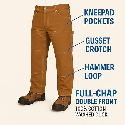 パンツ Carhartt Double Knee Duck Work Pants W32 Tough Loose Fit Washed Duck Double Knee Front Work Pant