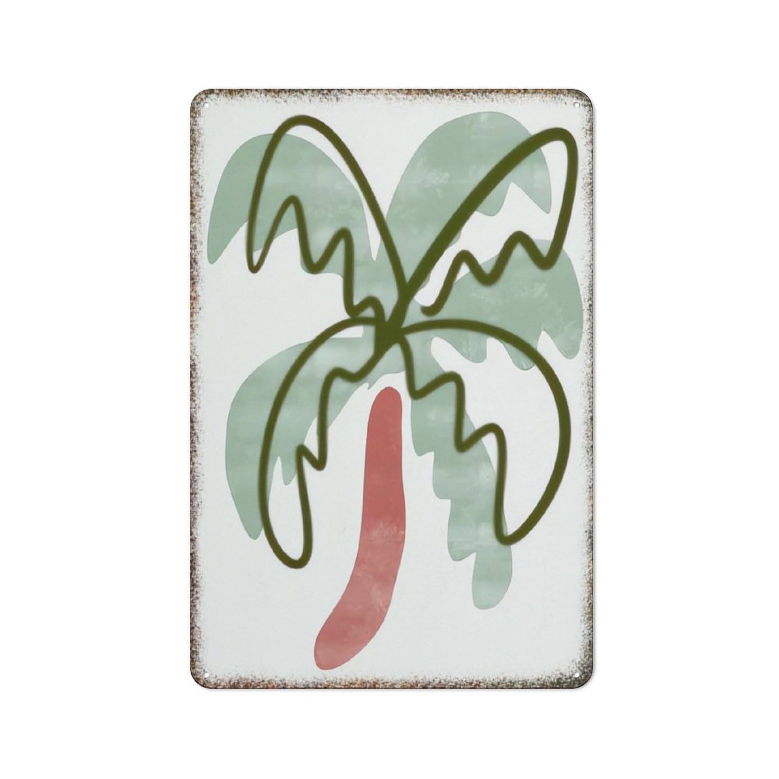 Colorful Tropical Palm Tree Wall Print Humorous Fashion Style Fence House Garden Tin Decor 8x12 Inch