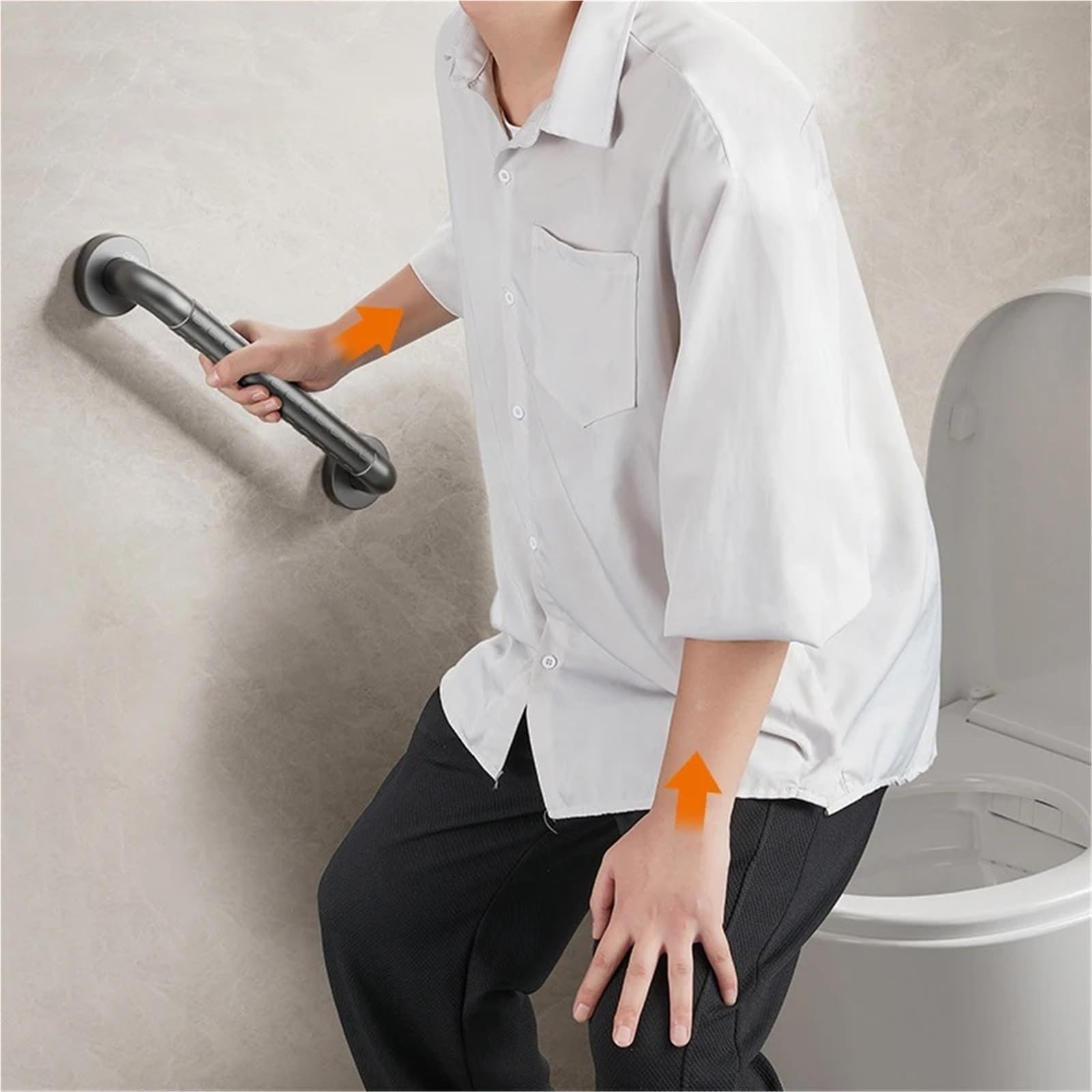 Pasamanos de baño de 30/38/48/58 cm, pasamanos para bañera, Inodoro, Barra de Apoyo Gris, asa de Seguridad para Ducha, toallero, asideros para baño (38 cm)