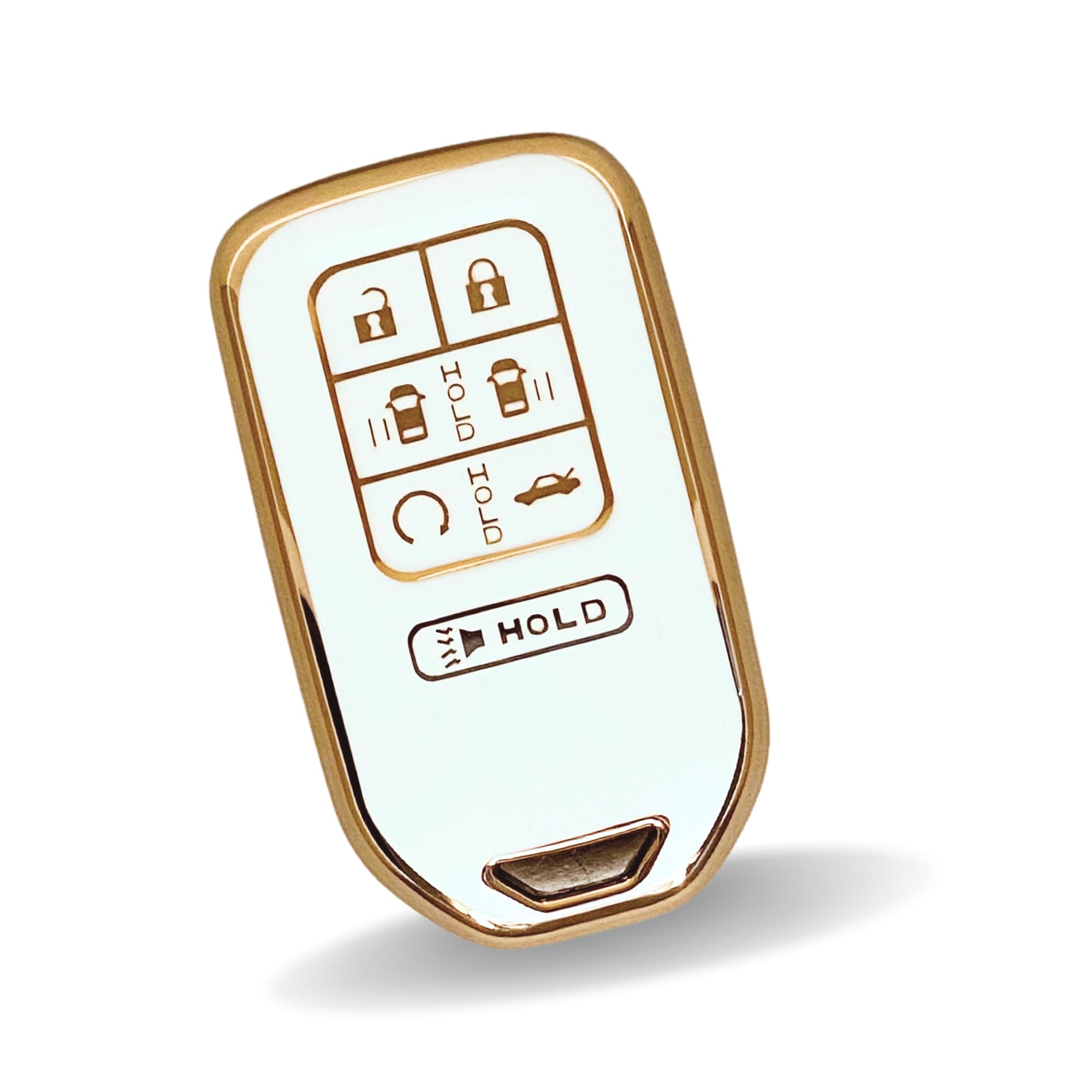 MINIVAN CHIC- Protective Shell fit for Honda Odyssey 7 Button Key Fob Cover for 2018 2019 2020 2021 2022 2023 Elite Touring EXL Sport EX White & Gold