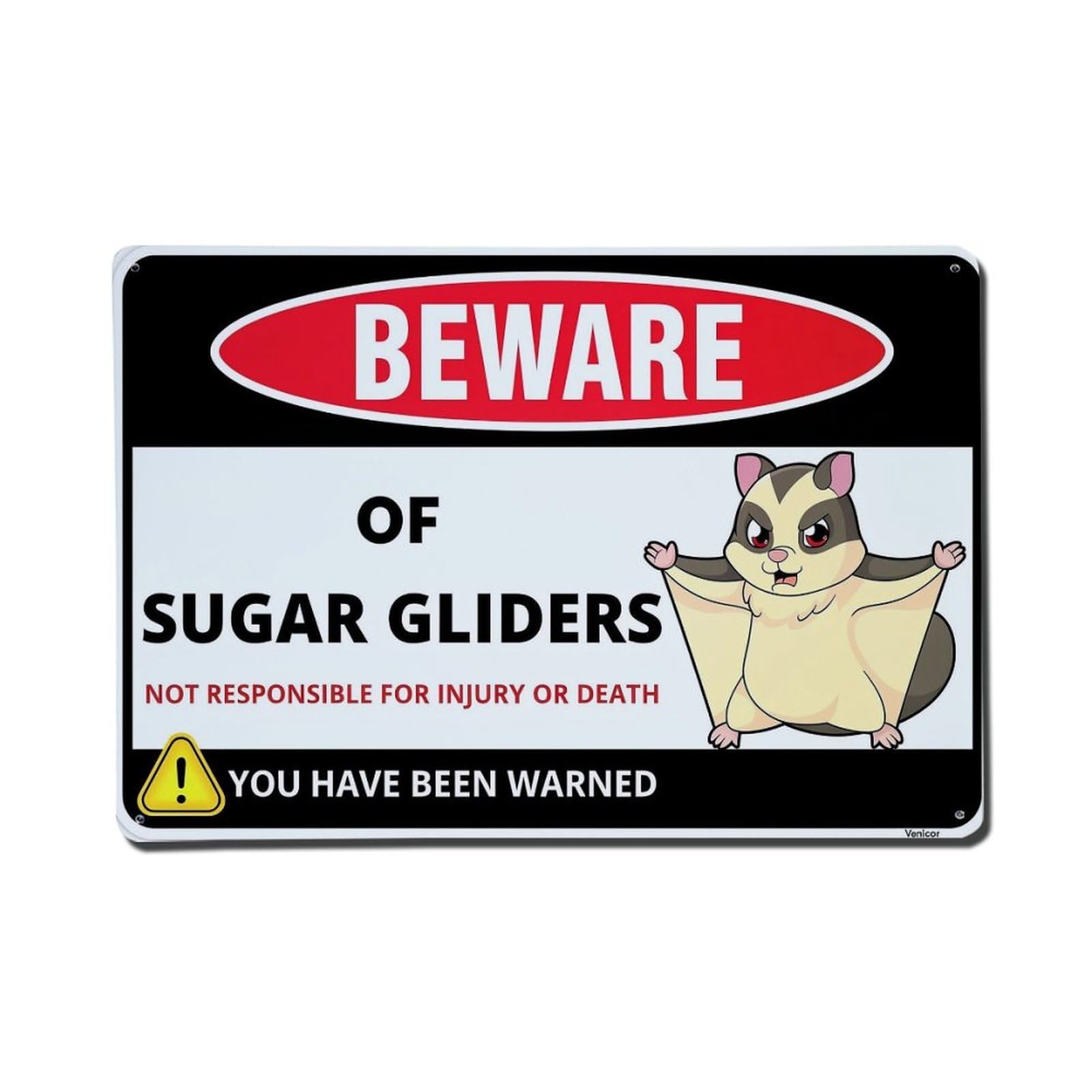 Beware Of Sugar Gliders Warning Sign Metal Tin Sign Plaque