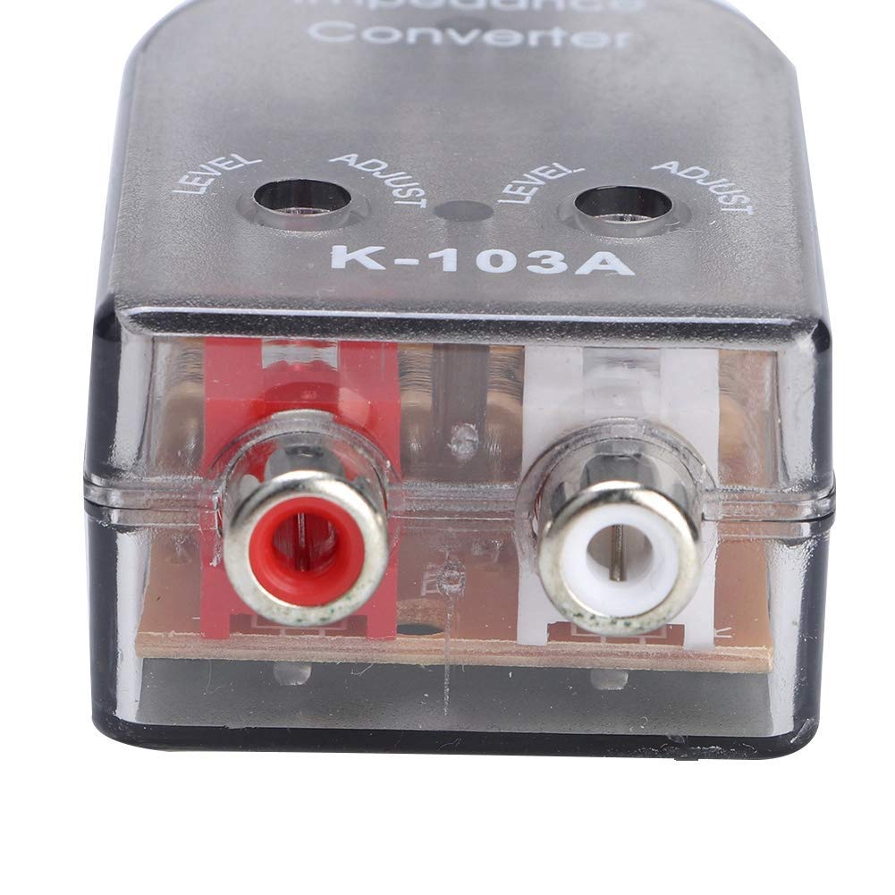 Aramox Konwerter samochodowy audio, impedancja dźwięku Stero, regulowany głośnik, wysoki do niski, Line Audio impedance konwerter ABS