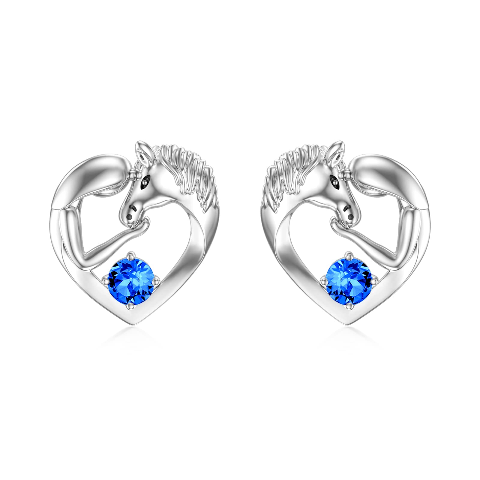 Orecchini Cavallo Argento Sterling 925 Con Zaffiro Simulato - Gioielli