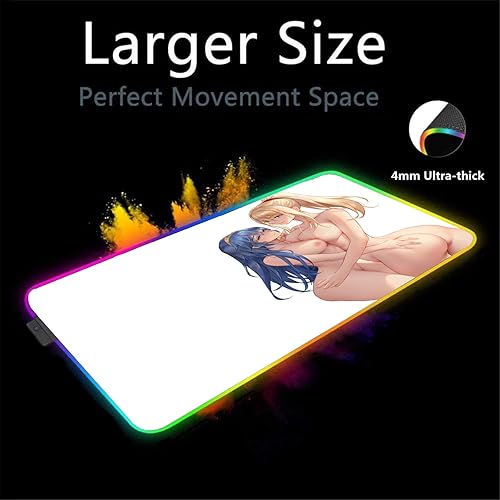 Miniatura 2 de Mouse Pads Sexy Anime Girl Gaming RGB Large Gamer Computer Mousepad Led Backlight XXL Mause Pad Keyboard Desk Mat Computer 31.49 inch x12 inch- A6