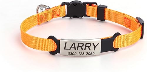 Miniatura 3 de Collar de gato personalizado con hebilla de liberación rápida, etiqueta de identificación personalizada con nombre y número de teléfono para niños y