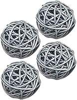 Vista 9 de Juego de 10 bolas decorativas de mimbre de ratán para mesa, boda, fiesta, Navidad, decoración del hogar (negro, diámetro de 2 pulgadas)