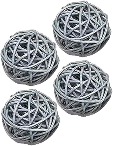 Miniatura 9 de 4 bolas decorativas de mimbre de ratán para mesa, boda, fiesta, Navidad, decoración del hogar (plata, 4 pulgadas)
