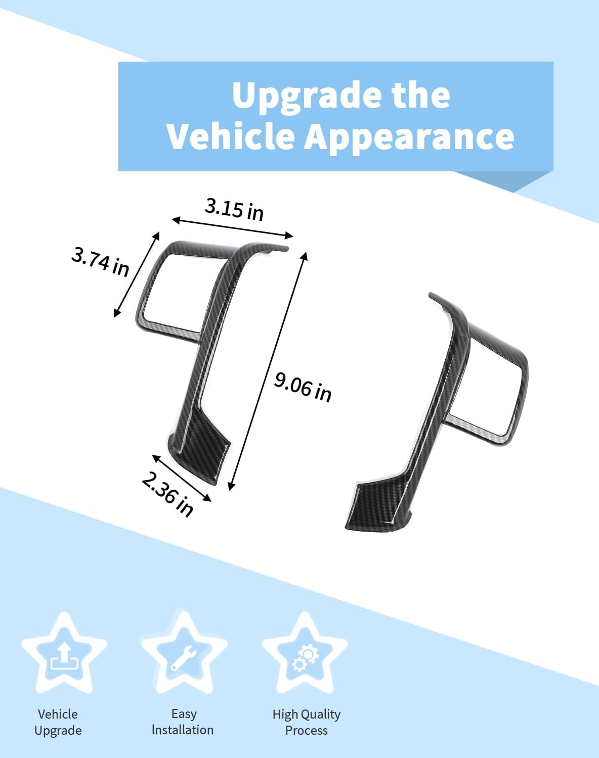 Voodonala Carbon Fiber Steering Wheel Panel Trim Cover Compatible with Ford F250/F350/F450/F550 2008-2016, for Ford Expedition 2007-2012
