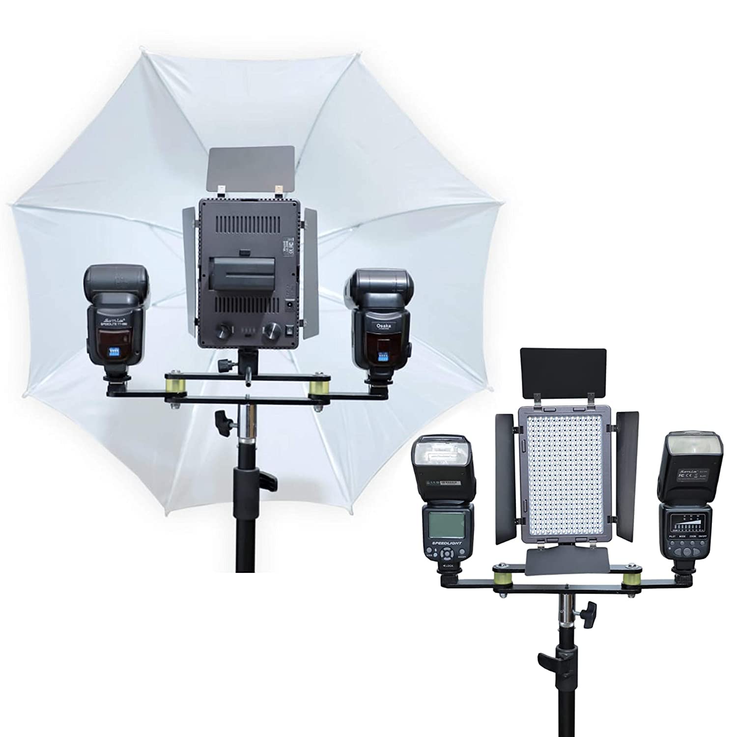 VEEPRO Universal Three Flash Bracket Hot Shoe Speedlight Stand Umbrella Light Holder for Studio Video DSLR Camera Canon Nikon Youngnuo-picture-12