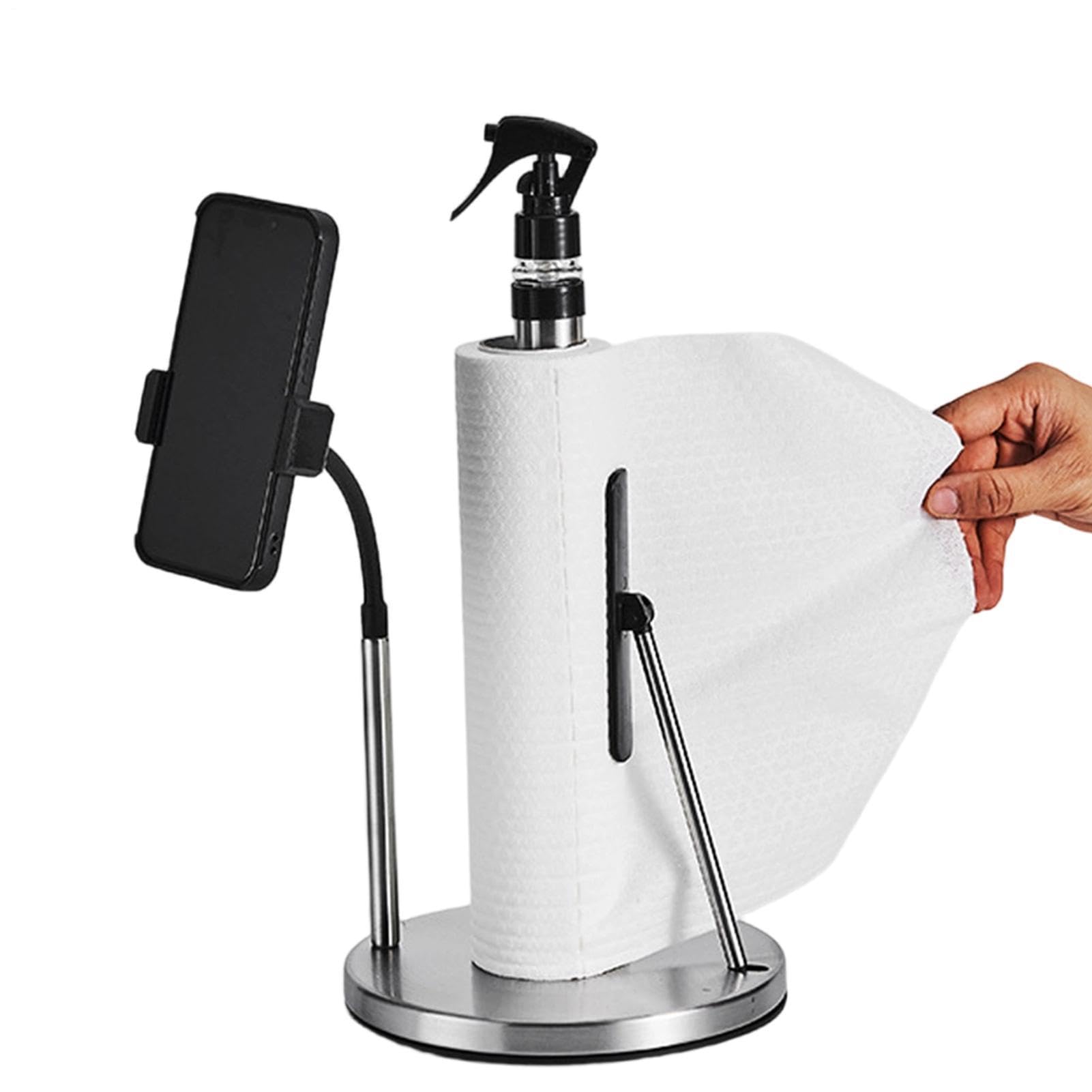 Portarotolo in acciaio , 17,8 x 35 cm | Portasciugamani di carta resistente con contenitore spray per cucina, bagno, camera da letto, dormitorio, ufficio, casa