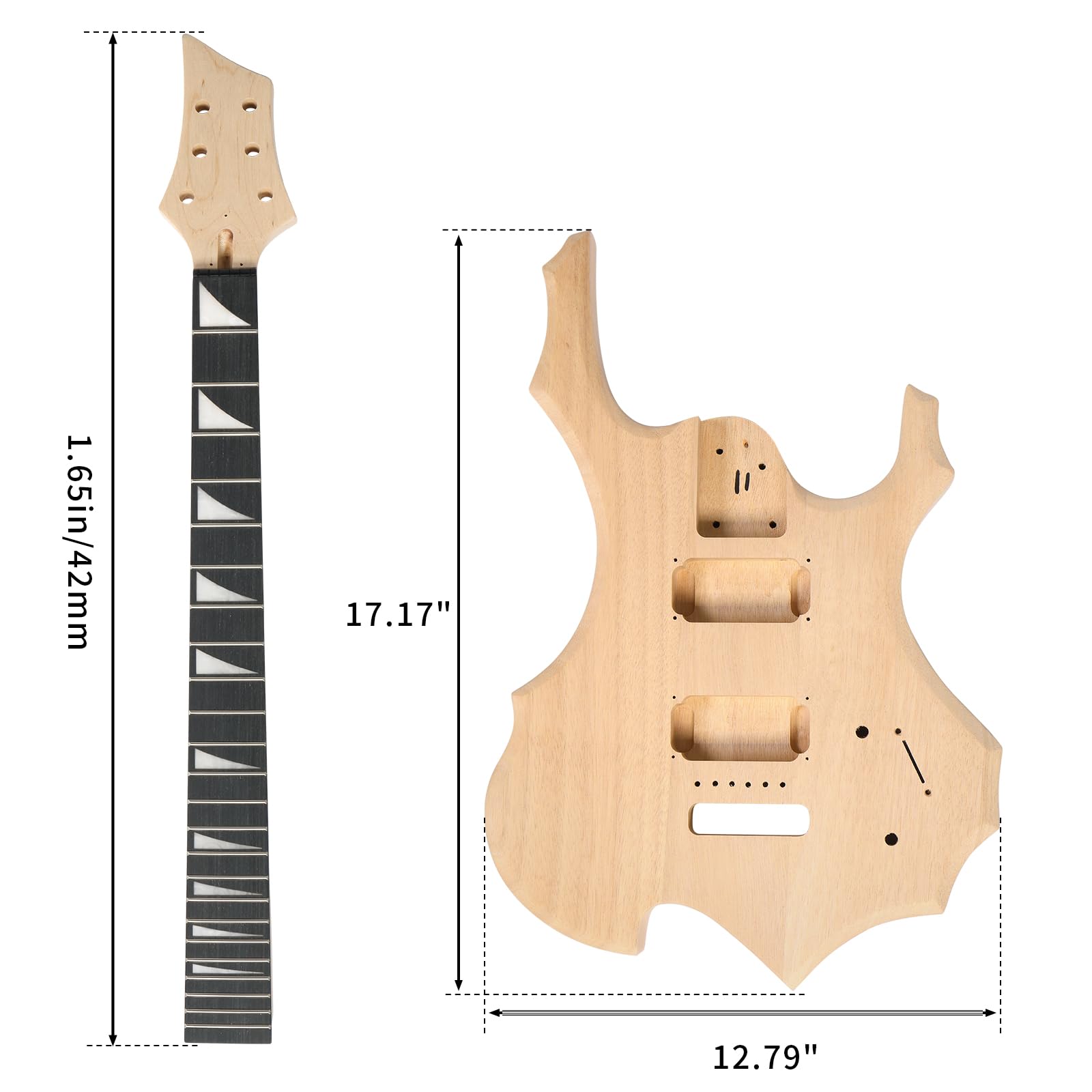 AMOPA Flame 6 String Electric DIY Guitar Kit Mahogany Body, Premium Fingerboard and Maple Neck with Unique Design, Easy Installation and Full Equipment to Build Your Own Guitar