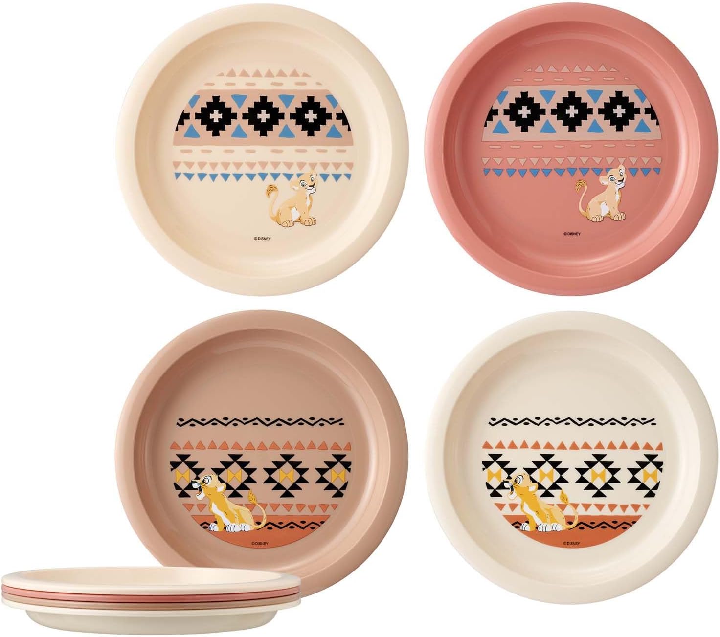 Skater P5P-A Plate, Set of 4, Plastic, Plates, 8.3 inches (21 cm), Stylish, Divided, Kids, Disney, Lion King, Made in Japan