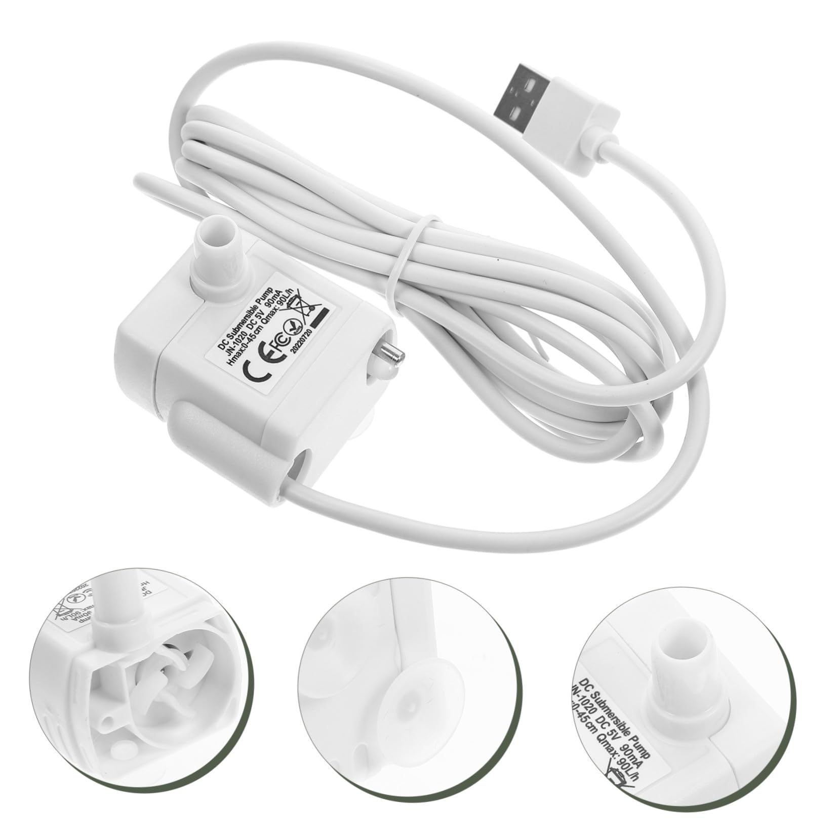 ORFOFE Bomba De Fuente para Mascotas Sumergible De 5v 1a Luz Led Antifunción Seco, Mini Bomba De Agua Ajustable para Bebedero De Gatos, Repuesto para Dispensador De Agua Doméstico