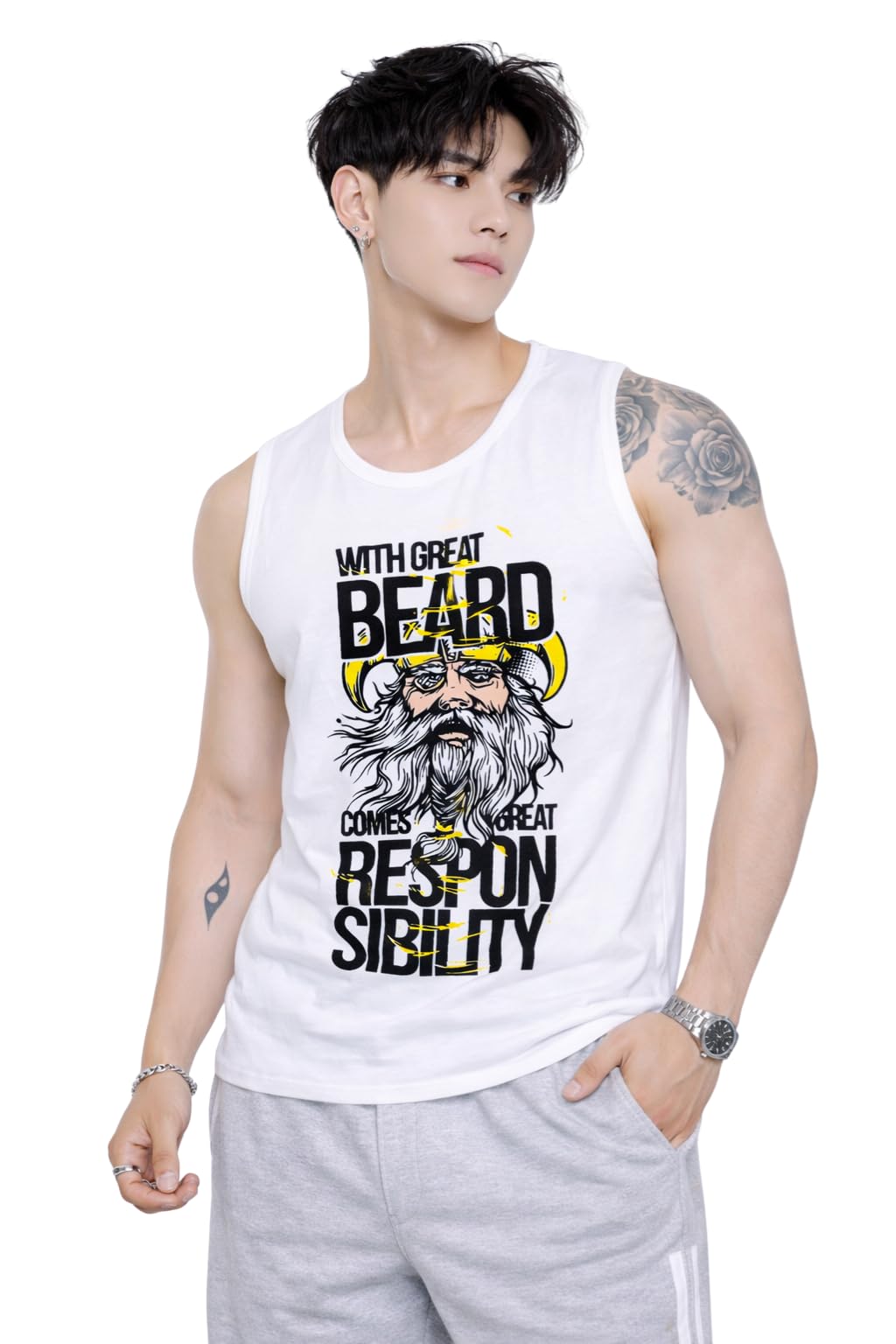 Men's Printed Round Neck Gym Vest | Men's Sleeveless Regular Fit Soft Casual T Shirt for Gym Wear-image-29