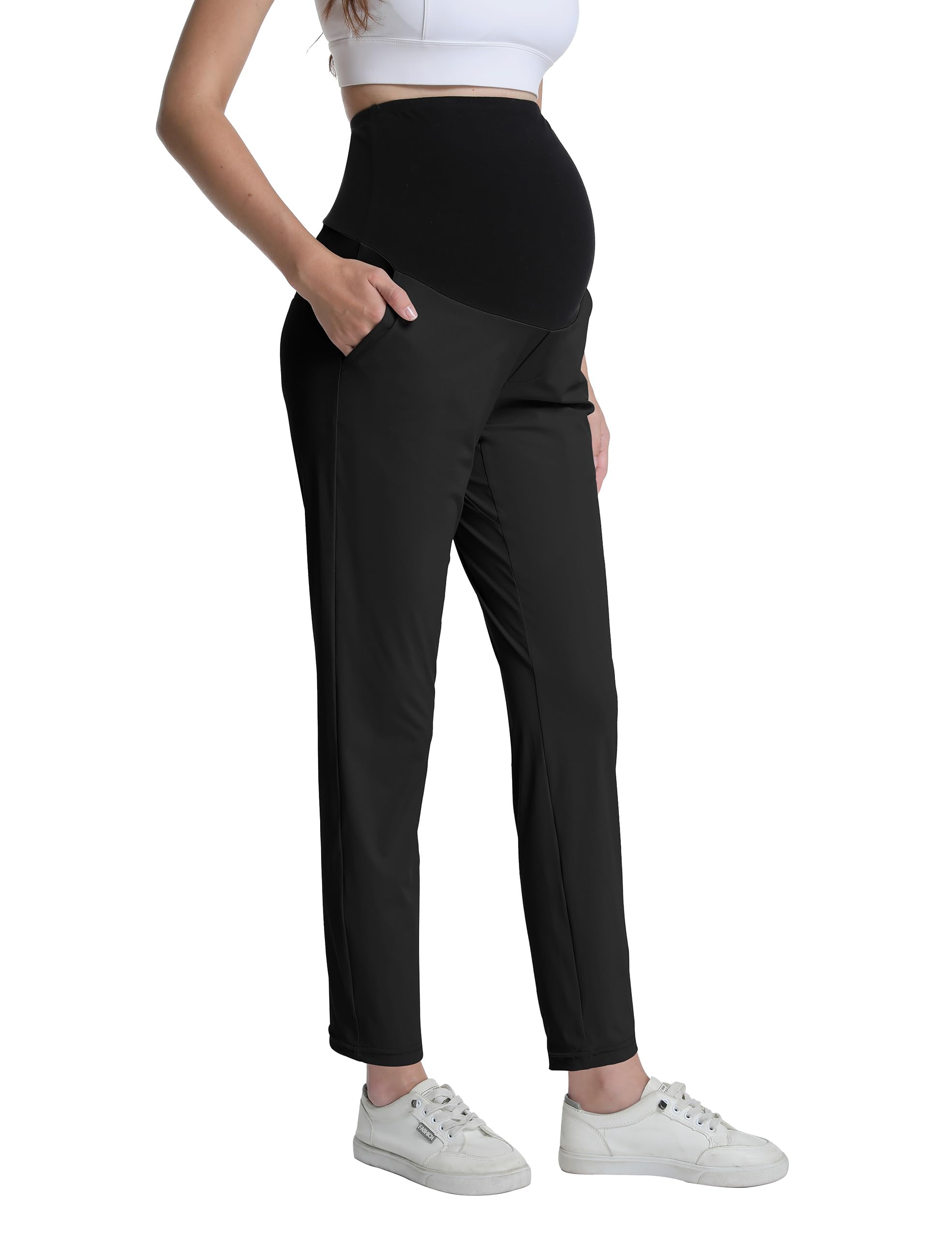 Umstandshose über dem Bauch Schwangerschafts Hose Elegante Golfhosen Arbeitshose Business Hosen mit Taschen