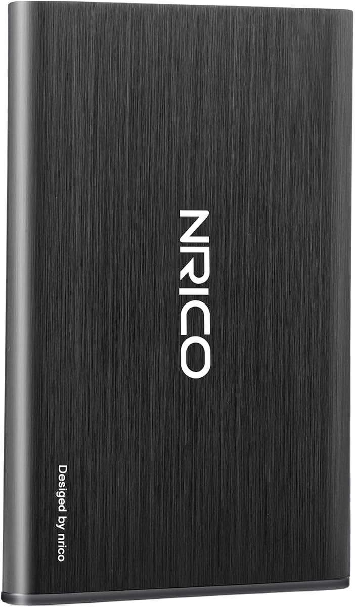 NRICO Ultra Slim 500GB Portable External Hard Drive USB3.0 HDD Storage Compatible for PC, Desktop, Laptop,Mac,PS4, Xbox one (Black, 500, GB)