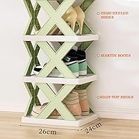 Vista 5 de Organizador de almacenamiento de zapatos de varias capas, zapatero estrecho y vertical, pequeño soporte vertical para zapatos, organizador