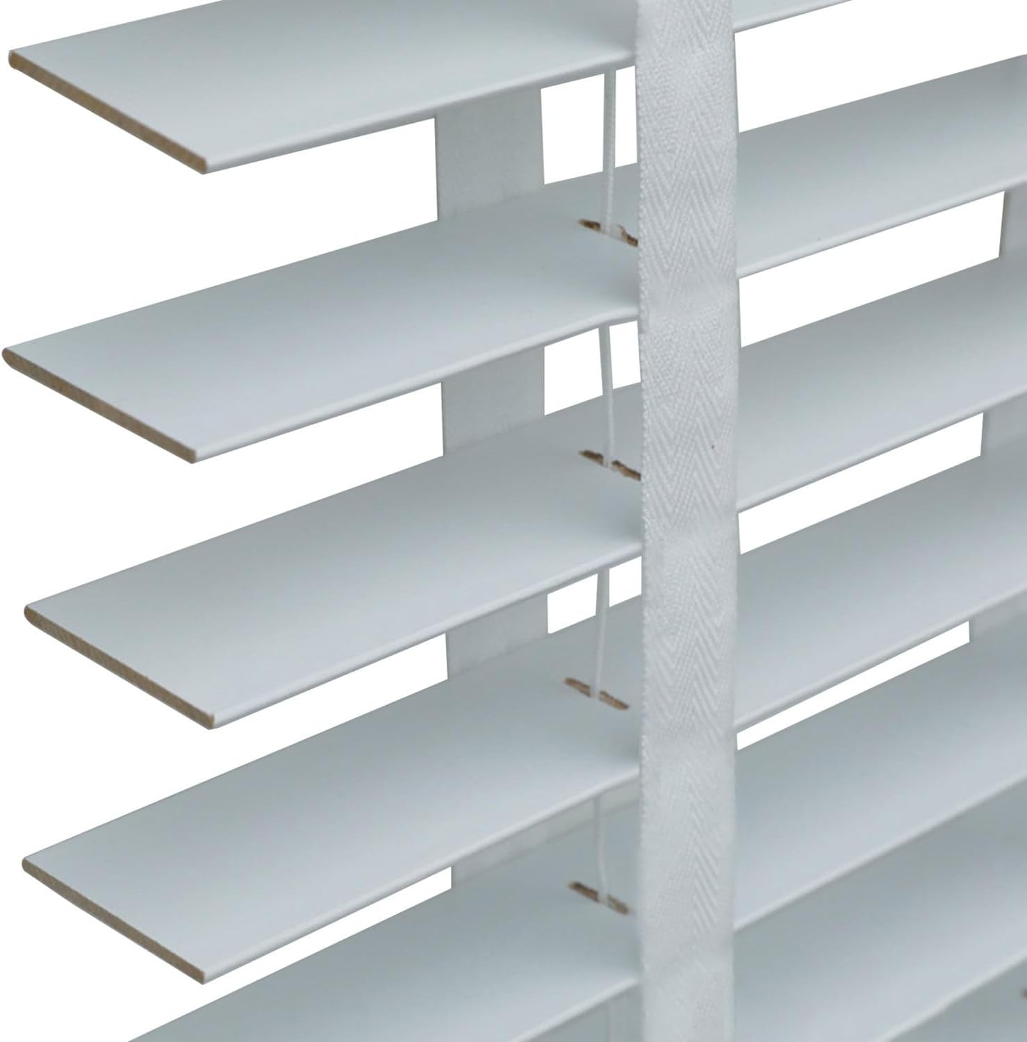 Faux Wood Blinds 2" Slats Wood Blinds for Indoor Windows, Blackout Wooden Window Blind, 18" 24" 28" 35" 42" 48" 54" 56" 62" 68" 72" Cordless Privacy Shades for Balcony,Bathroom,Living Room(White)