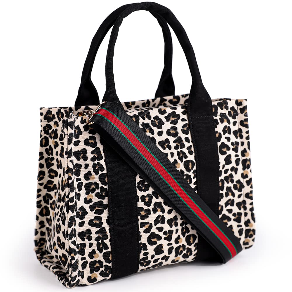 MEEJUNE Women Canvas Tote Handbags Casual Shoulder Work Bag Crossbody, Leopard