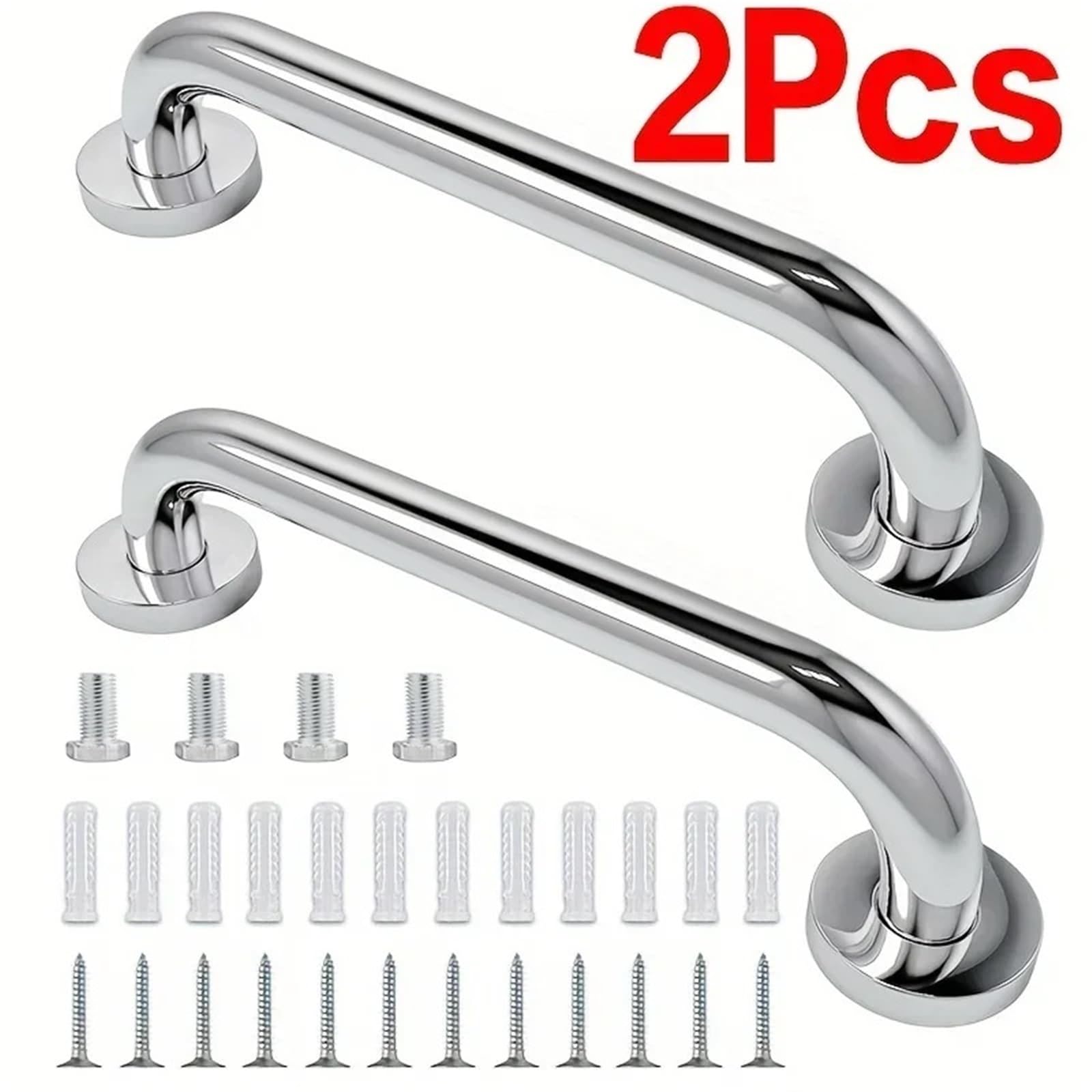 Maniglie Corrimano in Acciaio Inossidabile, Bagno accessibile, corrimano di Sicurezza per bagni, corrimano per bagni per Anziani disabili Barre di Sostegno Vasca(Silver-2pcs)
