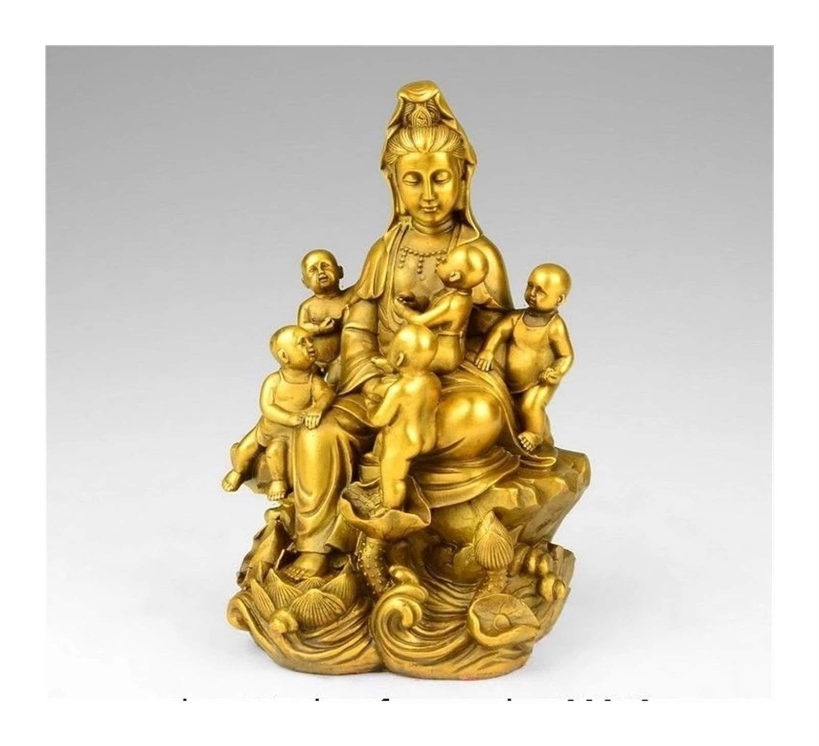 Feng Shui Statue Tibet Buddhsim Brass Copper Lotus Songzi Boy GuanYin Kwan-yin Bodhisattva Statue Feng Shui Decor Ornaments