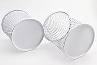 Vista 3 de Portalápices de malla para lápices, soporte de metal para lápices, portavasos para escritorio, oficina, organizador de bolígrafos, blanco, paquete