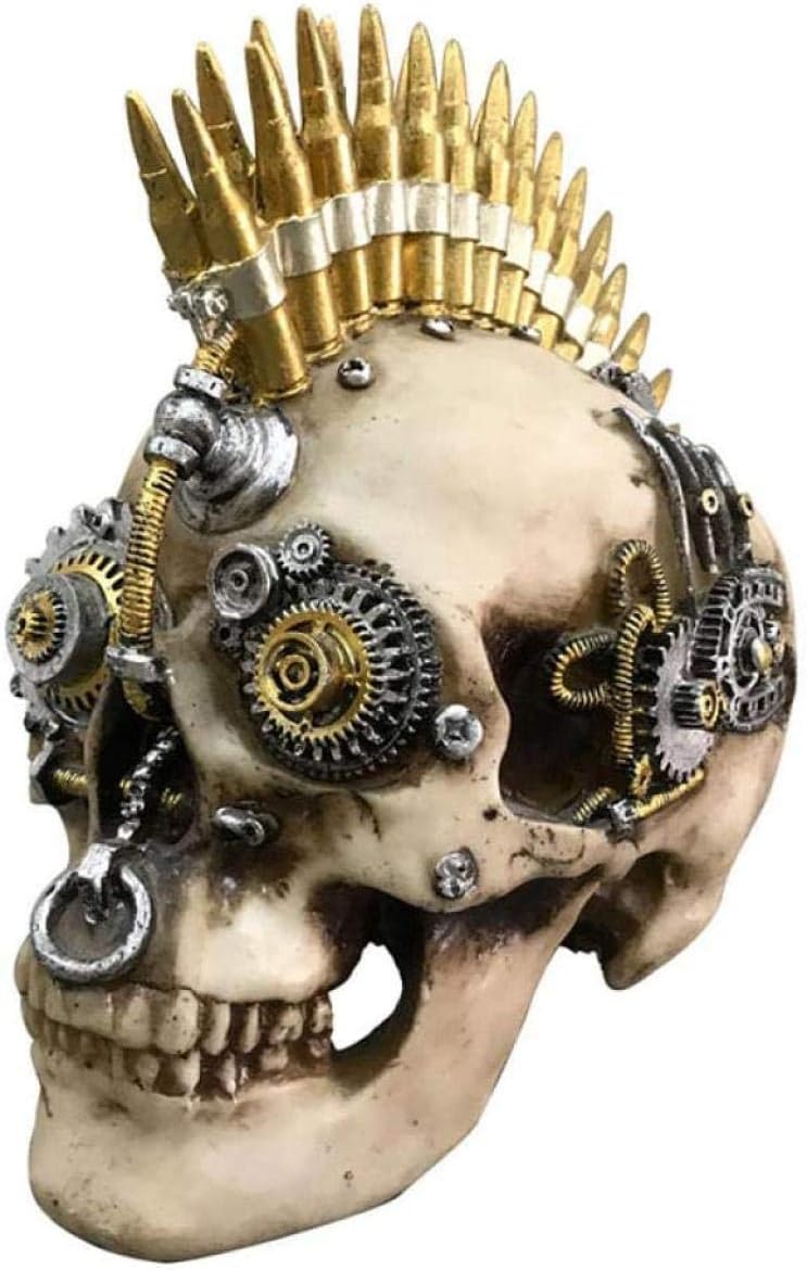 Bust Handmade Sculptures Sculpture Figurine Skull Resin Jewelry Halloween Skull Model Bar Cafe Skull Decoration-1_Medium_Bullet:5.7_5.51_5.51_Inches