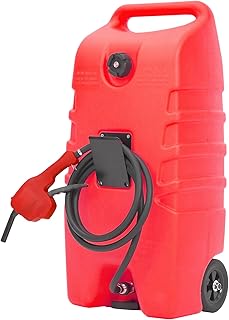 14 Gallon Fuel Tank, Portable Diesel Transfer Gas Can, Manual Transfer Nozzle, Fuel Container, Heavy-Duty Fuel Caddy for Car, ATV, Weeder, Boat, Etc., Red