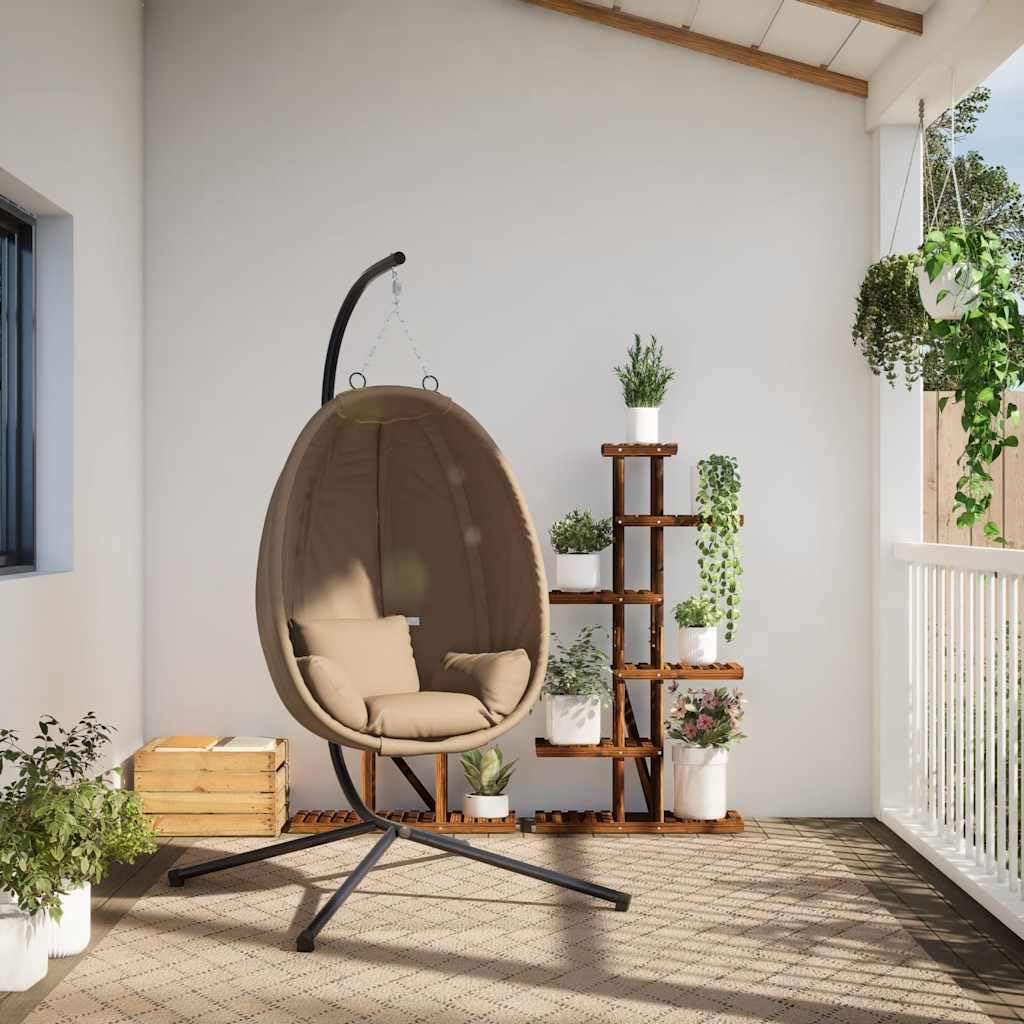 Genérico Silla Colgante Huevo con Soporte Tela y Acero Gris Taupe,Casa y jardín,Jardín,Artículos de Exterior,Balancines de jardín-4007410