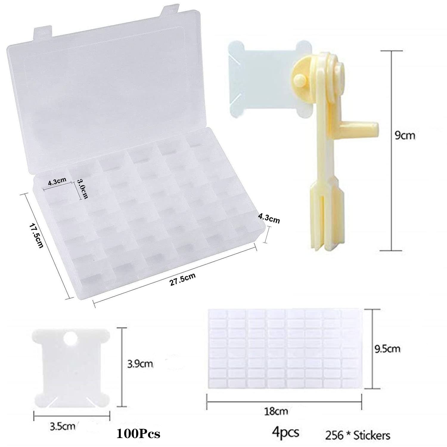 Kit Rangement Fil Broderie 100 Bobines + Enrouleur + Autocollants - Organisation Parfaite Pour Couture Et Point De Croix