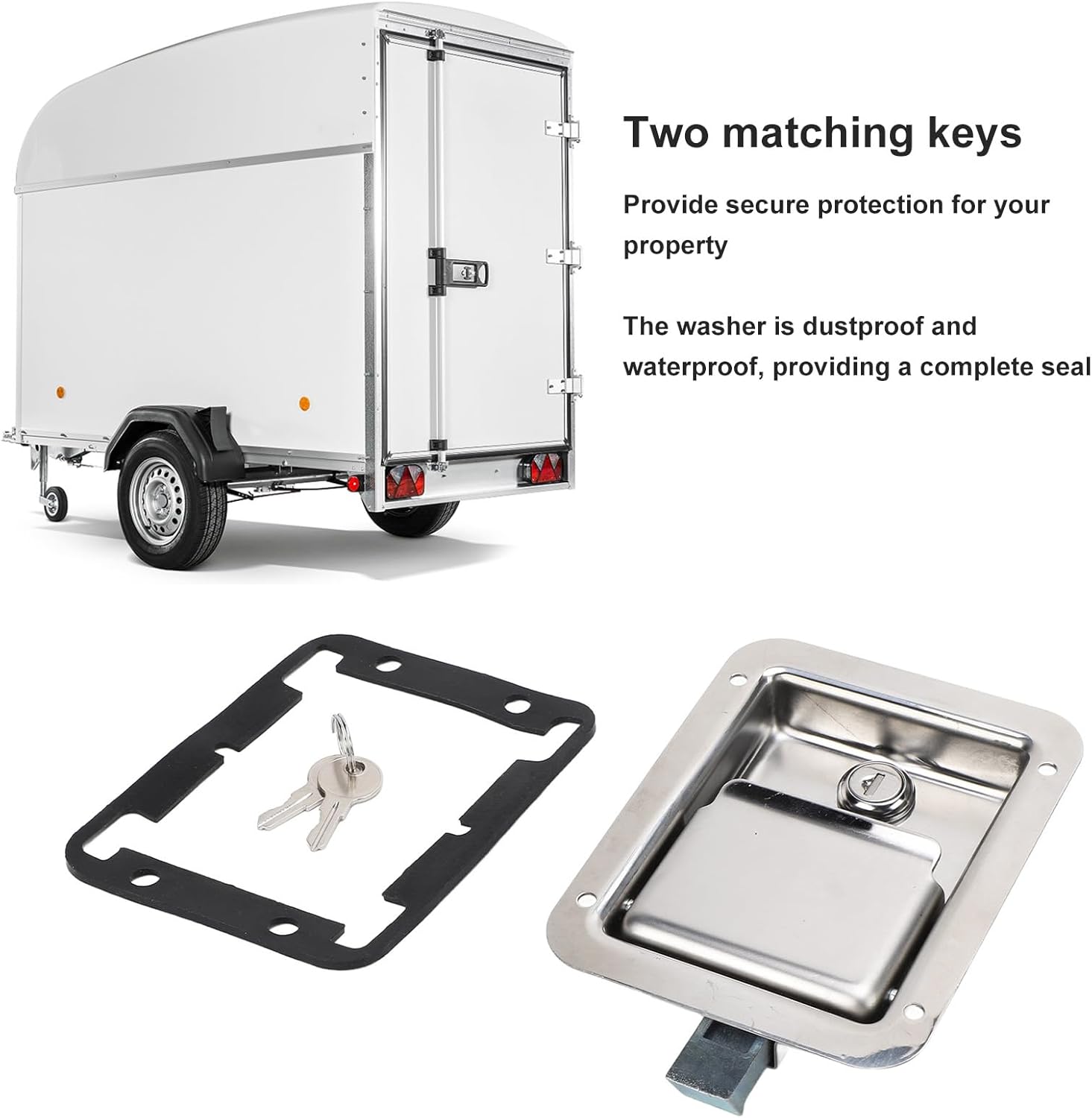 Paddle Handle Lock 140 X 108mm Stainless Steel Flush Mount with Keys, Mirror Polished - Durable Rust, Secure Cabinet Locks for Toolbox and Vehicle Doors