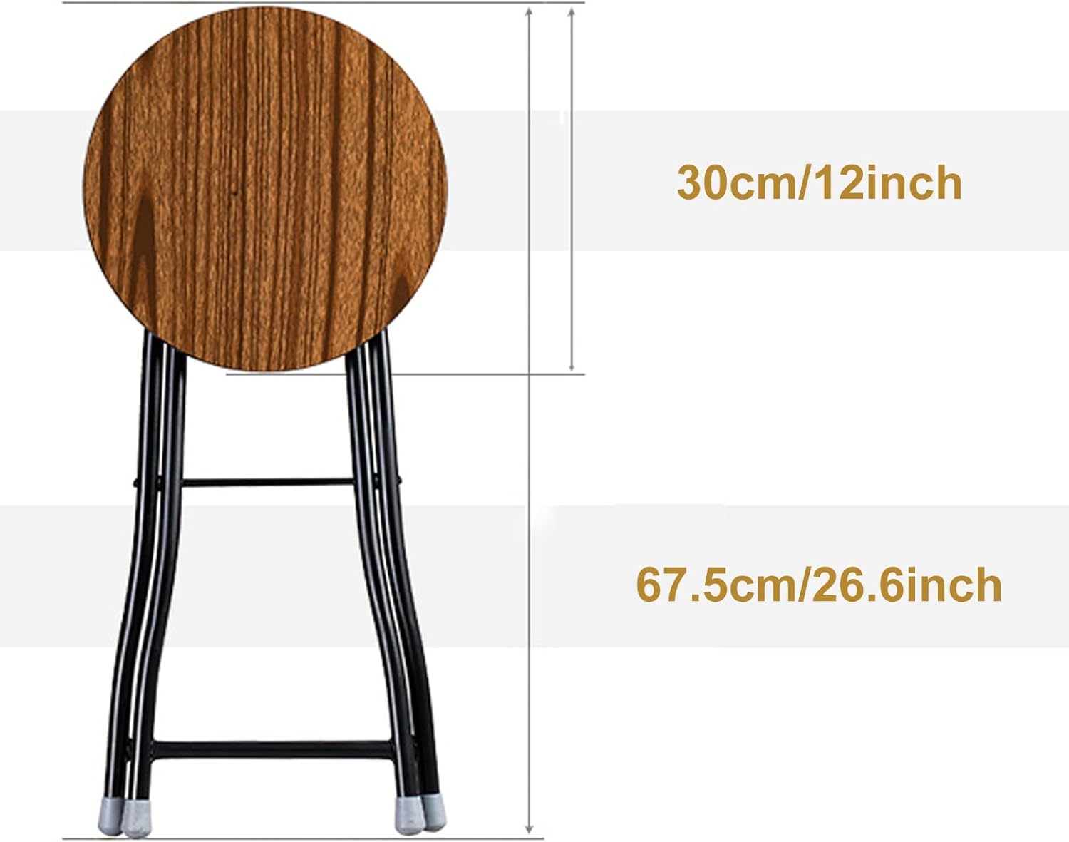 of 2/3 Backless Folding Chair, Wood Effect Round Compact Stool with Metal Frame, Portable Indoor Foldable Breakfast Kitchen Seat (Color : 3PCS) (3pcs One Size)