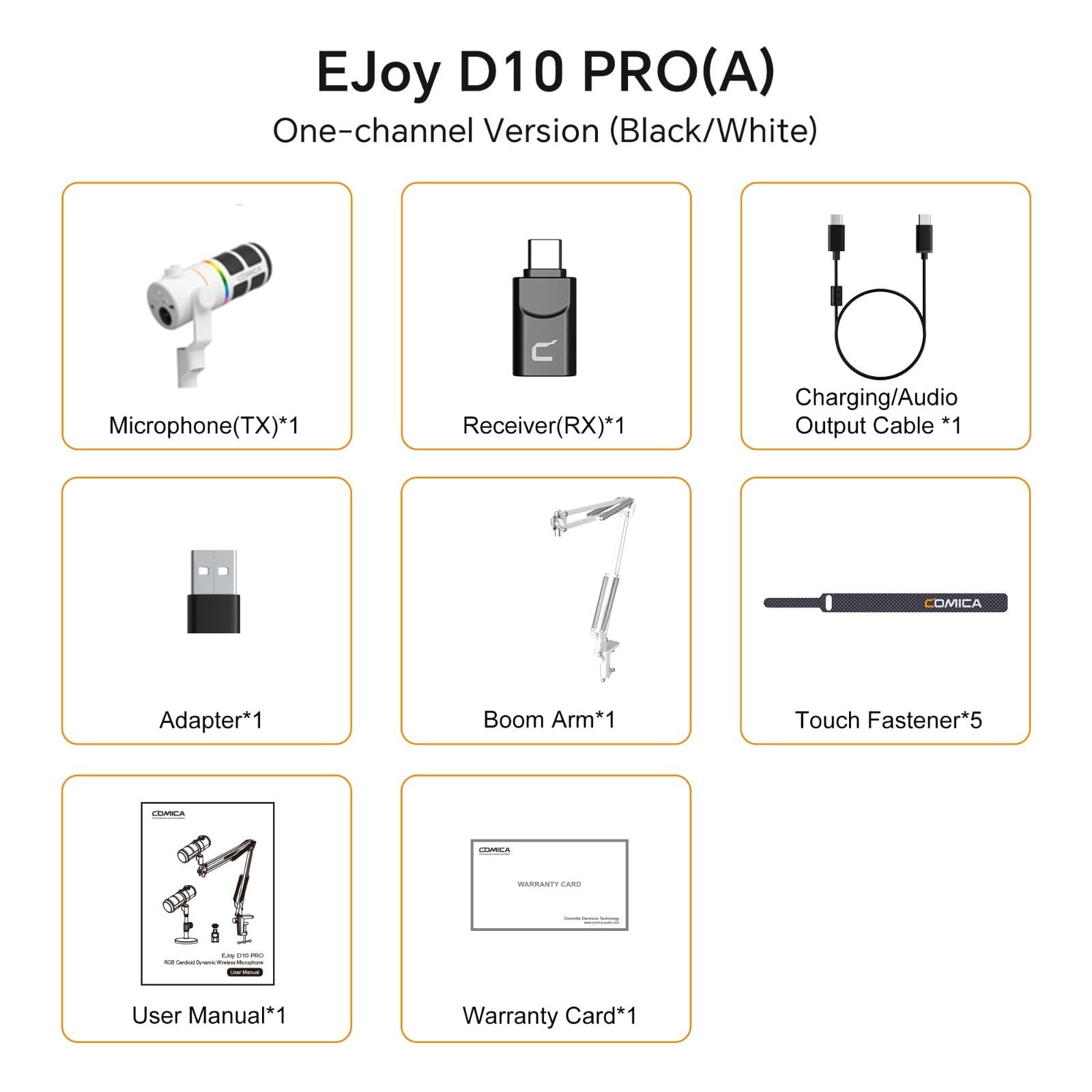 COMICA D10 Pro A XLR USB Dynamic Microphone with Receiver Boom Arm Stand for Gaming/TikTok/Podcast Recording,Support RGB Light Mute Button for PC,Smartphone,Computer,Mac,PS4/5(White) - Image 2