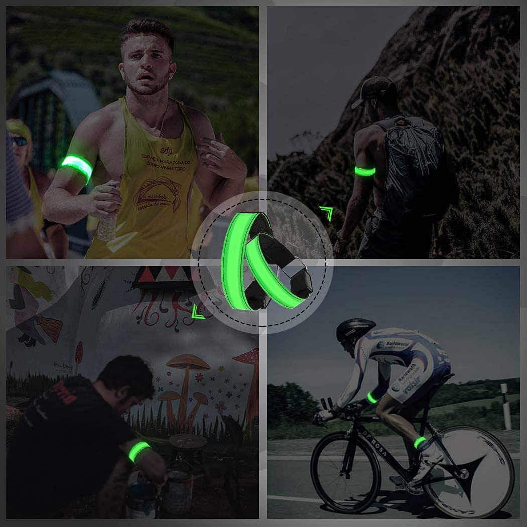 Brazalete LED, luces de correr de la brazaleta intermitente for los corredores Hombres y mujeres, LED reflectante LED Brazalete de seguridad LED Pulsera LED for correr, Ciclismo, Paseo de perros al ai