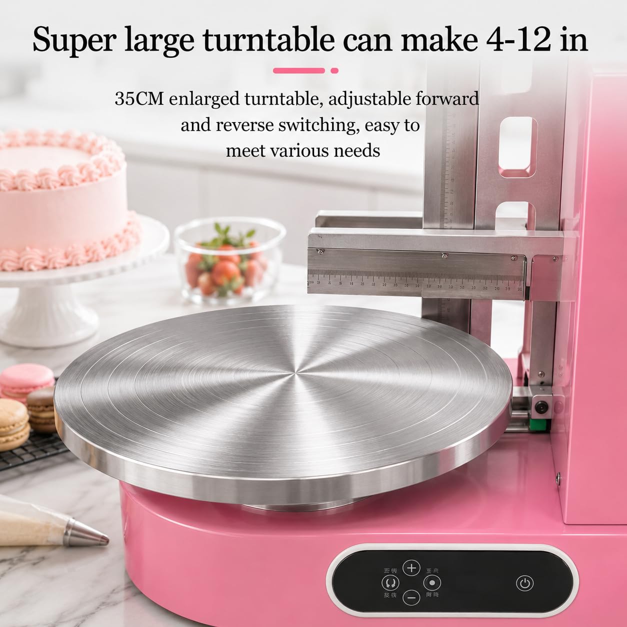 Máquina de decoración de pasteles para pasteles de 4 a 12 pulgadas, herramienta de extensión de crema de mantequilla para alisar y recubrir, ideal para glaseado, raspado y acabado de pasteles