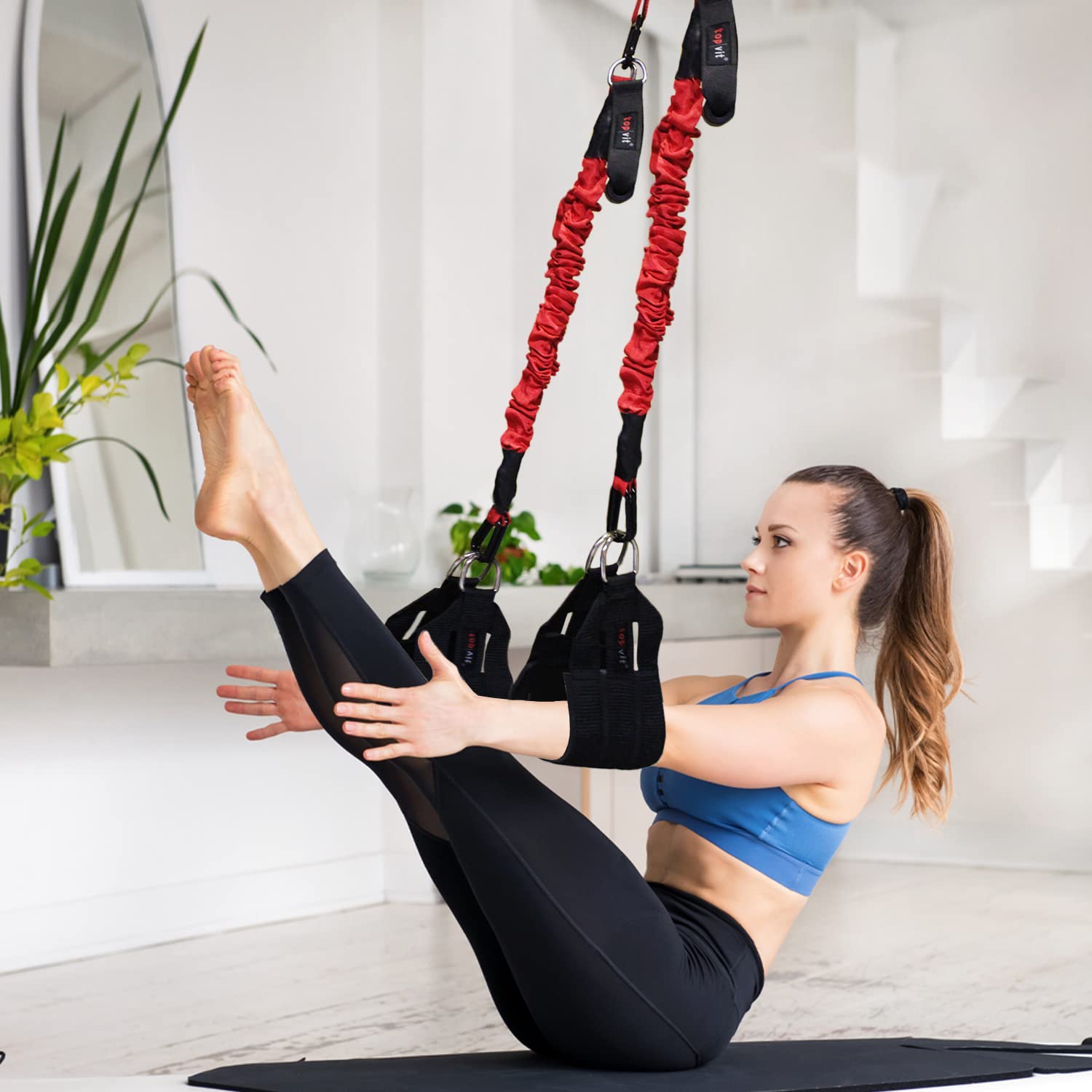 Bungee Trainer für Zuhause - Sling Bungee Fitness, Stretch Band, Schlingentraining, Widerstandsbänder für bis zu 125kg