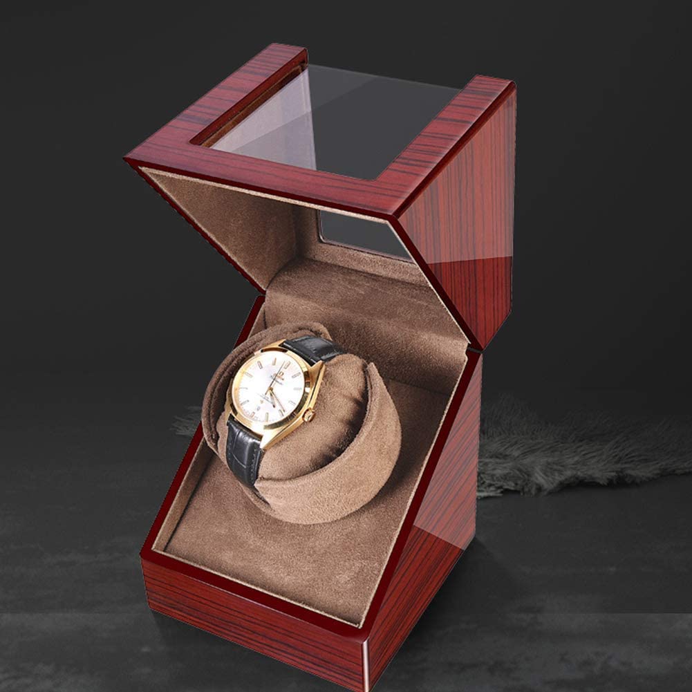 Guarda Winder Automatico Meccanico Orologio Meccanico Avvolgimento Avvolgitore per Orologio Singolo in Pelle con Moto Tranquillo Classico Watch Winder Table Storage Case (B) Watch Winder LWX