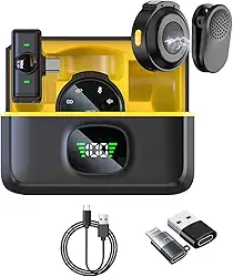 Microfone de Lapela Sem Fio Profissional para iPhone, Android, PC e Câmera – Redução de Ruído, Plug & Play, com Adaptador – Ideal para Gravações, YouTube, Lives e Vlogs