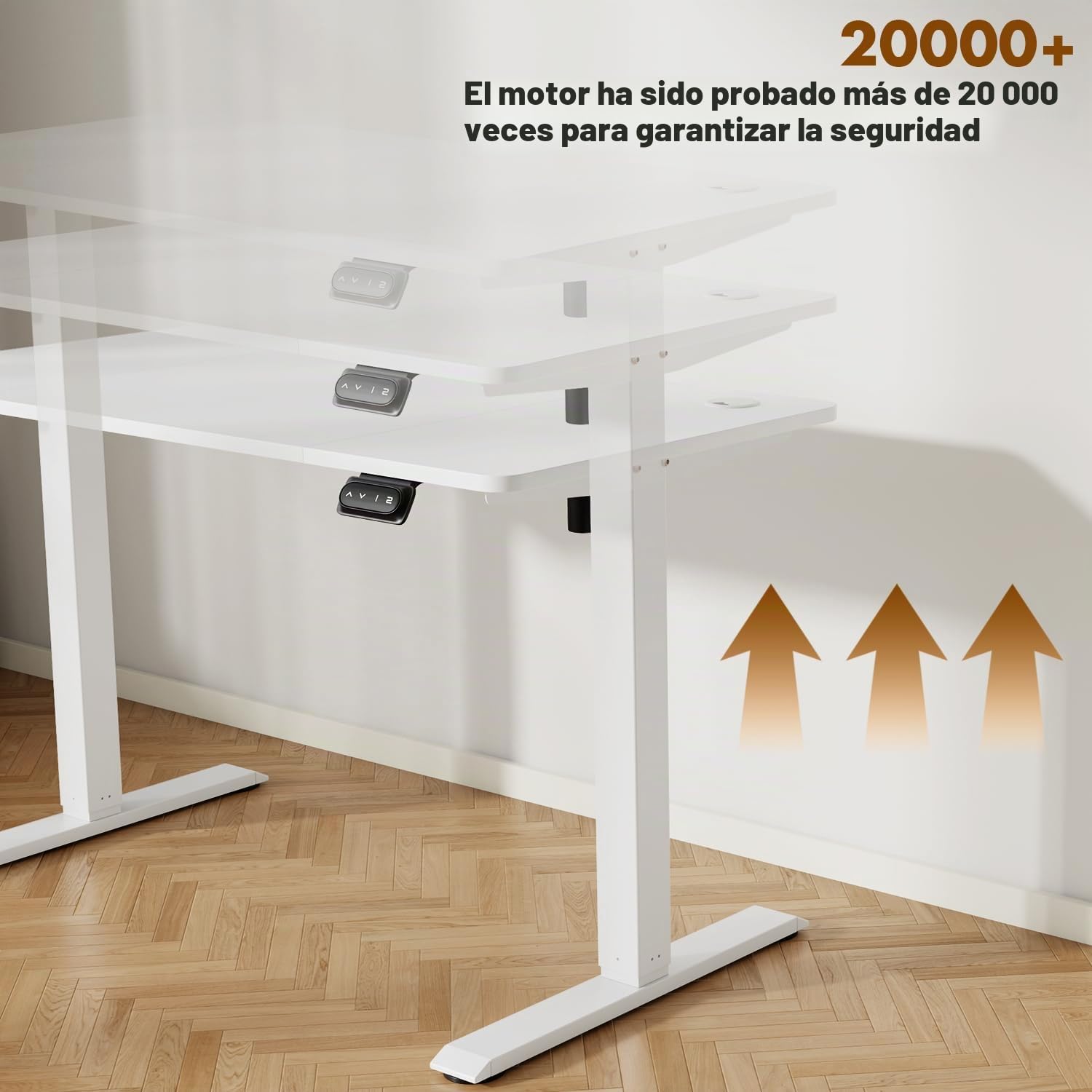 Devoko Escritorio Elevable Eléctrico,Escritorio Regulable en Altura con Gancho, 71-119 cm, 2 Opciones de Memoria Inteligente, Adecuado para Estudiar Trabajar (Blanco, 120x60cm)