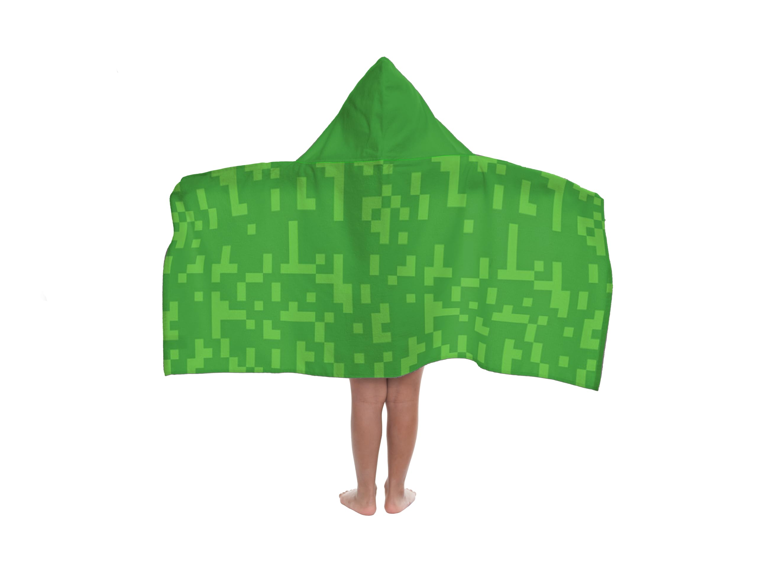 Jay Franco Minecraft Creeper Hooded Towel – 56 x 130cm Kids Super Soft Bath Towel, Beach, Pool & Travel, Official Licensed Product, Green