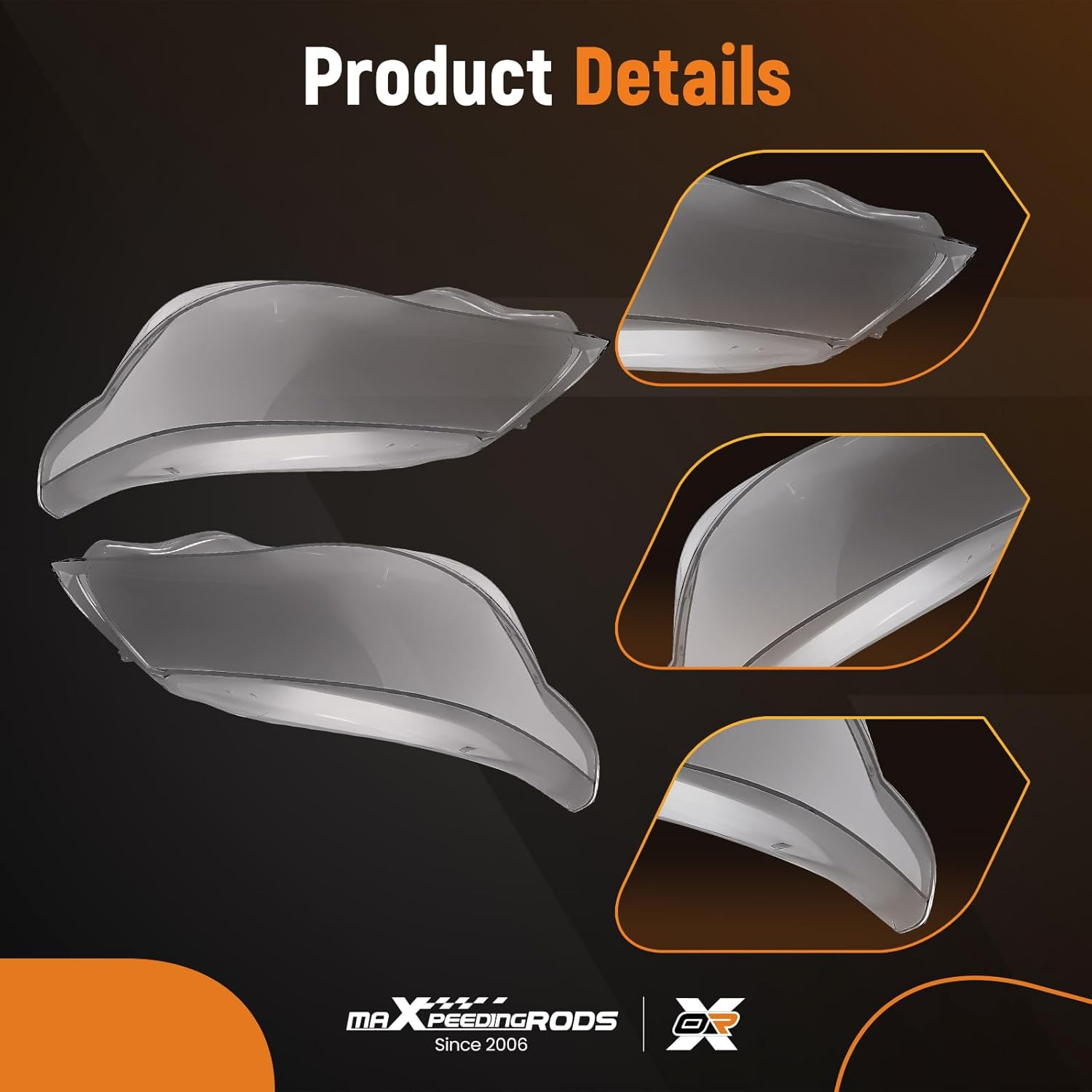 maXpeedingrods 2PCS Pair Headlight Lens Cover Front Clear for BMW 5 Series E60 E61 M5 525i 530i 545i 550i 2003-2010, 63127165569, 63127165571, 63127165570, 63127165572