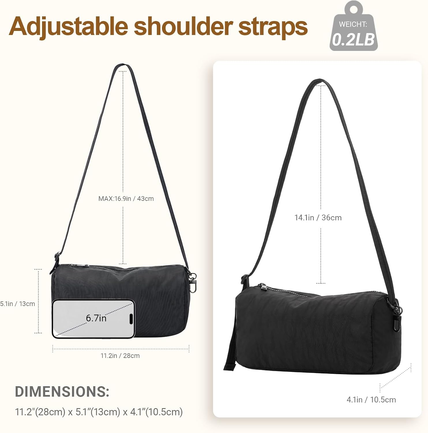 Small Nylon Loaf Bag for Women Bowler Bag Trendy Shoulder Purse with Charm Loop