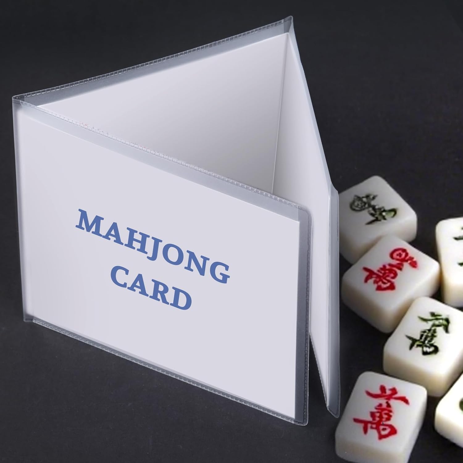 4 Pcs Mahjong Card Holder, Clear Frosted Mahjong Card Protector Cover Holder Size(6 1/8”x4 3/4”) Compatible with Mahjong Cards, Plastic Card Holder Mahjong Accessories