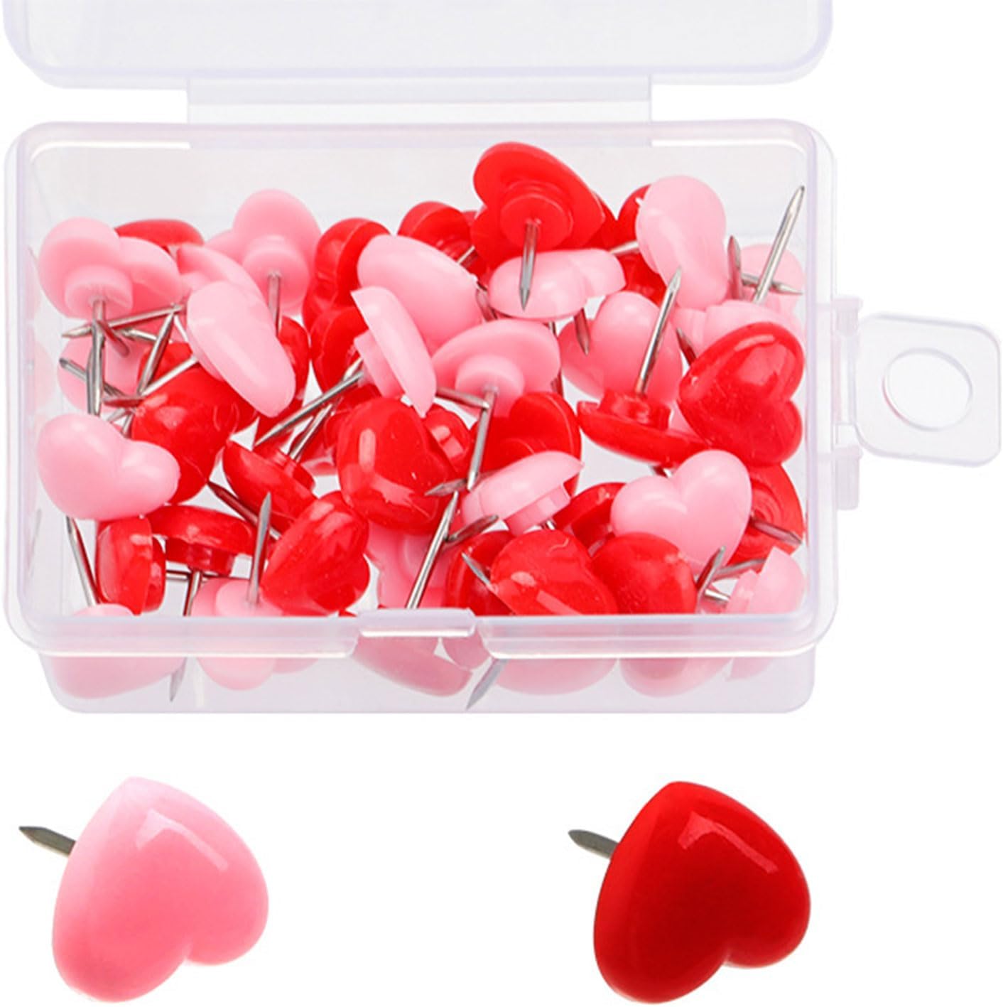 50/100/150Pcs Heart Push Pin Map Pins With Case Cork Notice Board Thumb Tacks Notice Board Pin Drawing Pins For Office